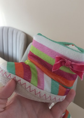 Renkli Bağcıklı Kız Çocuk Ev Terliği - Görsel 5