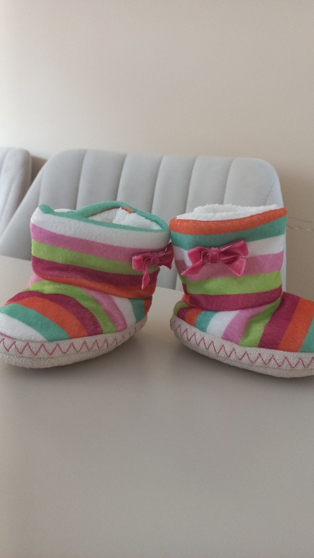 Renkli Bağcıklı Kız Çocuk Ev Terliği - Görsel 2