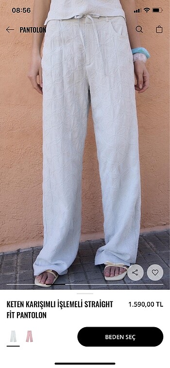 Stradivarius Keten İşlemeli Fit Pantolon