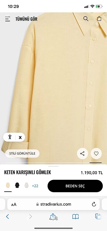 xs Beden sarı Renk Stradivarius Keten Karışımlı Gömlek Sarı