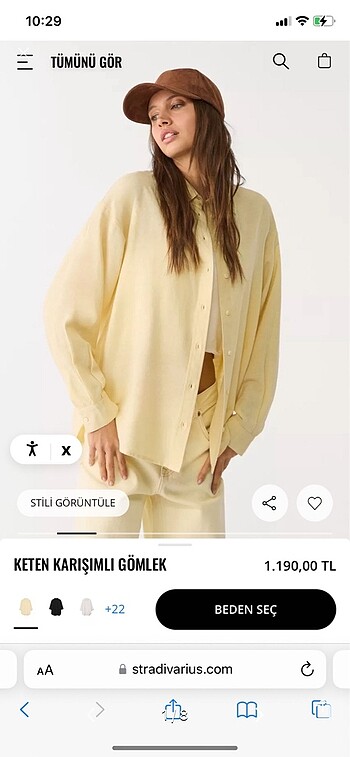 Stradivarius Keten Karışımlı Gömlek Sarı