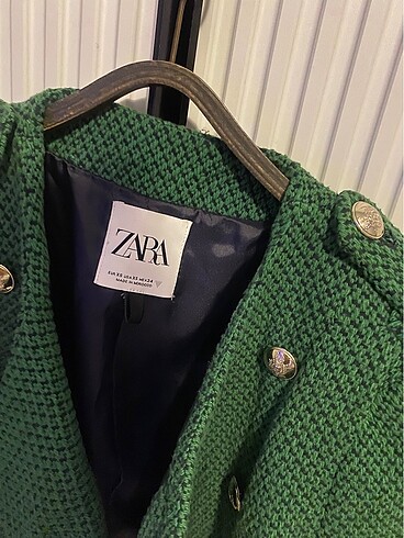 Zara Zara Tüvit Gold Düğmeli Ceket Yeşil