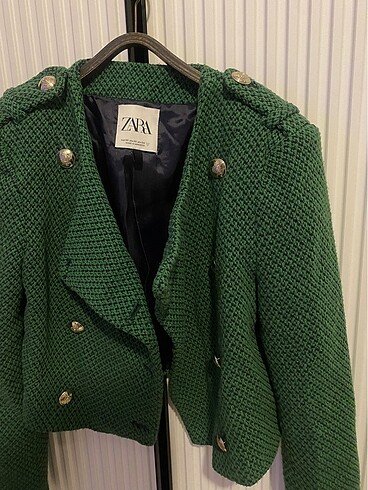 xs Beden Zara Tüvit Gold Düğmeli Ceket Yeşil
