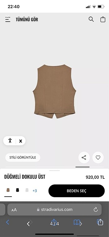 m Beden kahverengi Renk Stradivarius Düğmeli Dokulu Yelek Bluz Kahverengi