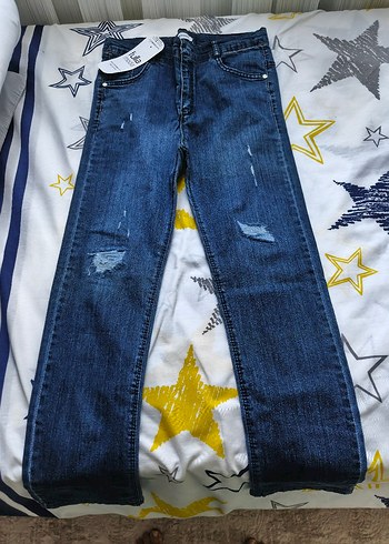 Kadın Mavi Bol Kesim Midi Kot Pantolon