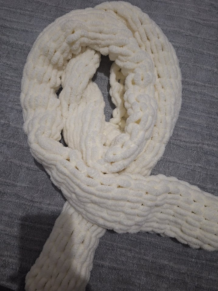 Alize puffy kırık beyaz atkı - Görsel 2