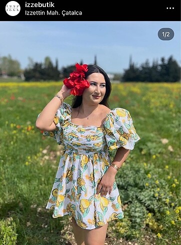 Zara Limon Desen Balon Kol Elbise