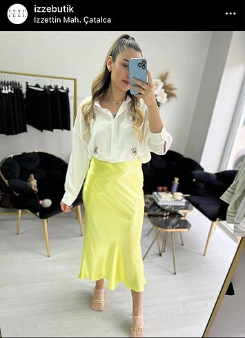 Zara Saten Midi Etek