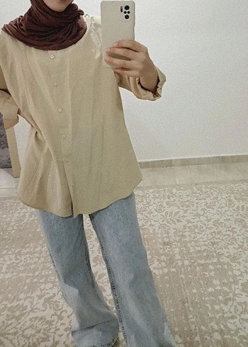 Bej oversize Gömlek