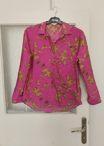Pembe Desenli Bohem Kadın Gömlek