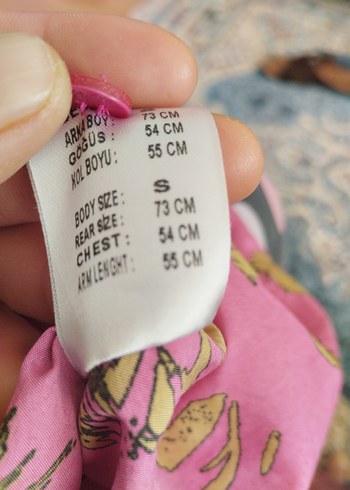 36 Beden pembe Renk Pembe Desenli Bohem Kadın Gömlek