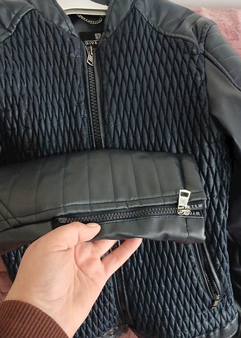 Deri erkek Biker Ceket - Görsel 7