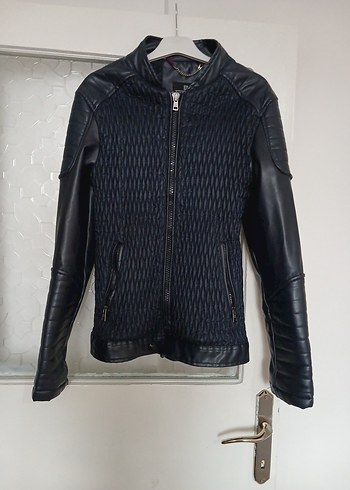 Deri erkek Biker Ceket - Görsel 2