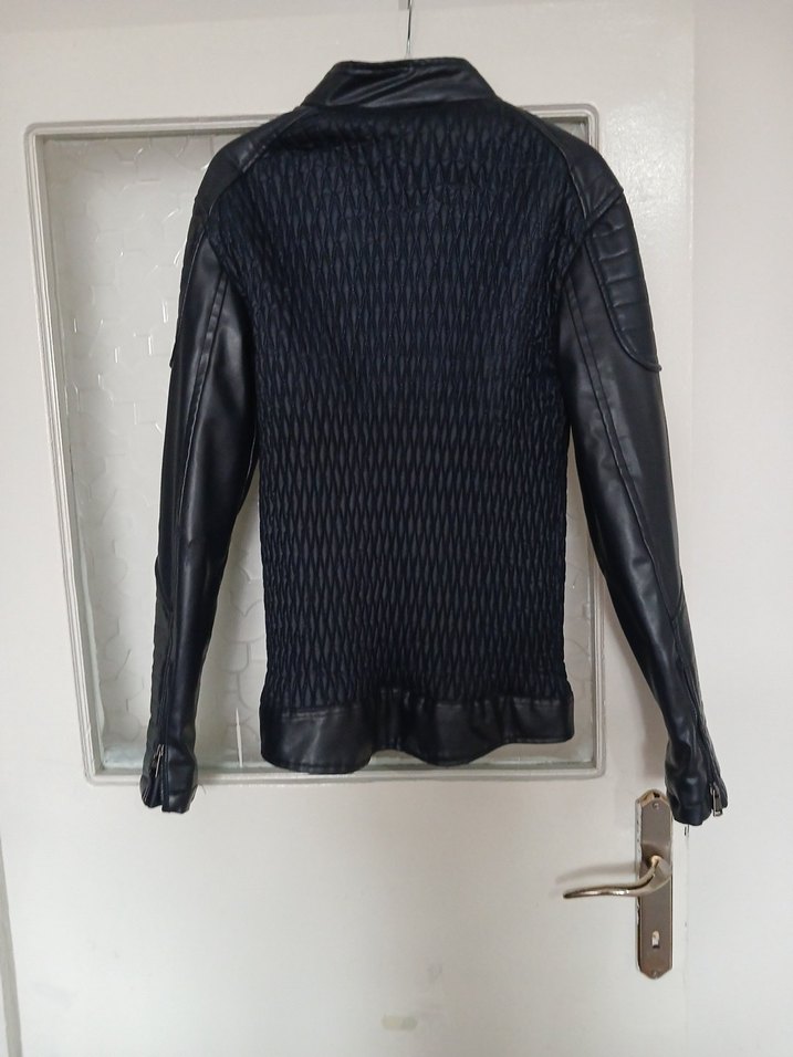 Deri erkek Biker Ceket - Görsel 3