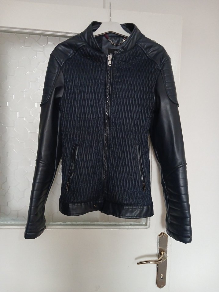 Deri erkek Biker Ceket - Görsel 2