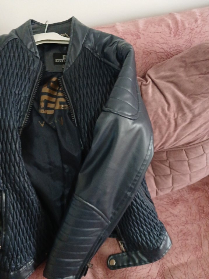 Deri erkek Biker Ceket - Görsel 4