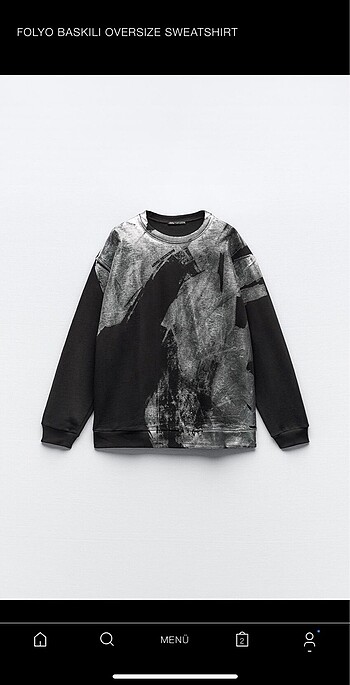 Zara folyo baskılı oversize sweat