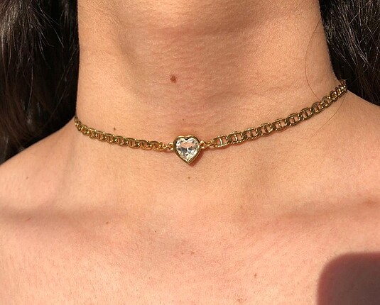 Yeşil kalpli choker kolye