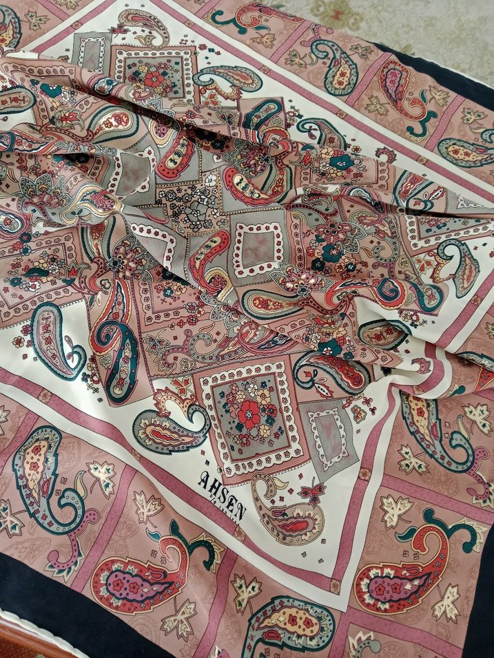 Renkli Bohem Desenli ipek esarp,fire pariltili - Görsel 2