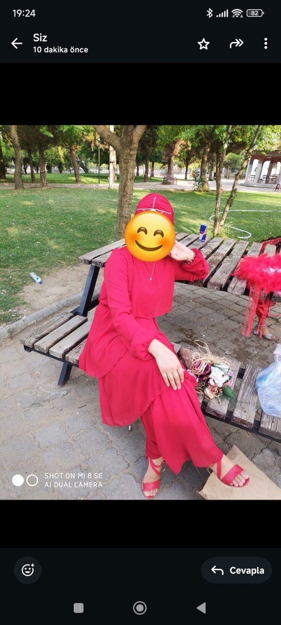 Uzun Kırmızı Kadın Abiye - Görsel 2