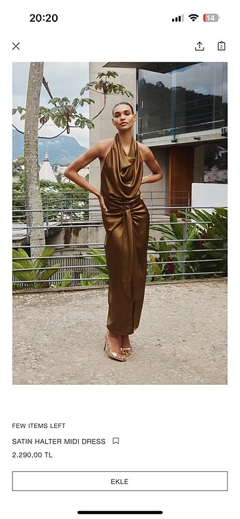 Zara saten elbise
