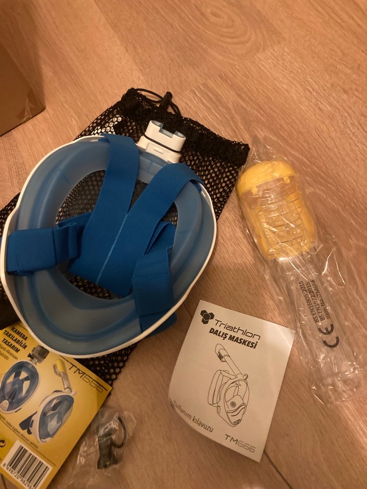 Mavi Tam Yüz Dalış Maskesi M beden - Görsel 2