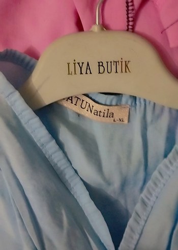 Mavi Keten Kadın Gömlek, Pileli, Uzun Kollu - Görsel 2