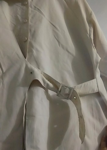 Bej Keten Uzun Kollu Gömlek - Görsel 2