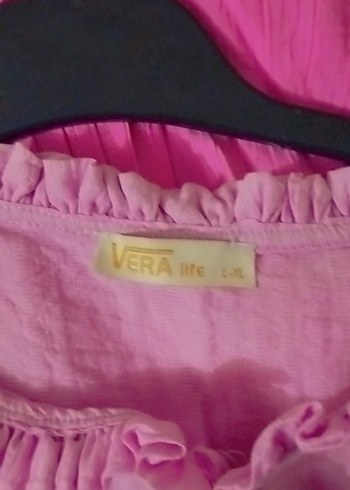 Pembe Fırfırlı Keten Bluz 40 Beden - Görsel 2