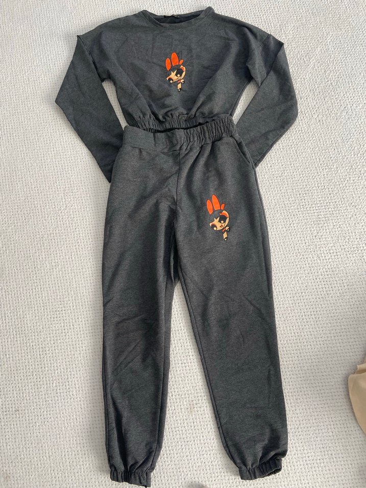 Gri Nakışlı Kız Eşofman Takımı - Görsel 2