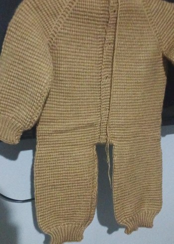 Kahverengi Örgü Bebek Tulumu Kapüşonlu - Görsel 3