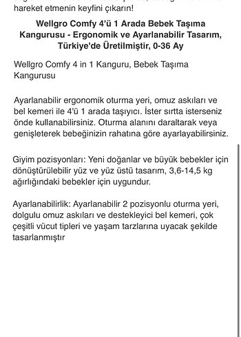 Wellgro 4'ü 1 Arada Gri Bebek Taşıma Kangurusu - Görsel 6