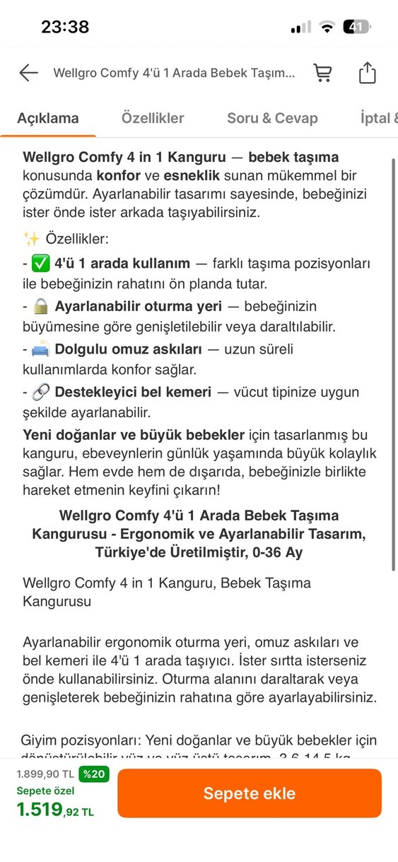 Wellgro 4'ü 1 Arada Gri Bebek Taşıma Kangurusu - Görsel 5