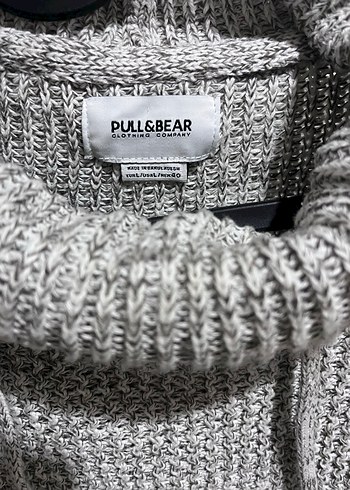 Pull and Bear . Gri Yüksek Yakalı Örgü Erkek Kazak - Görsel 2