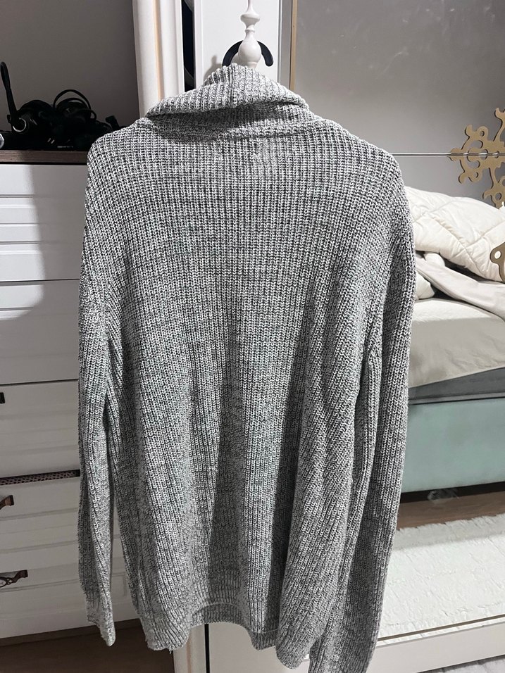 Pull and Bear . Gri Yüksek Yakalı Örgü Erkek Kazak - Görsel 4