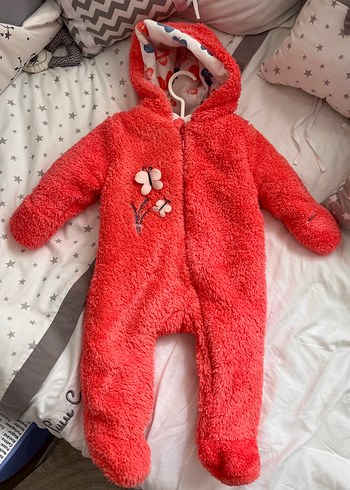 Biorganic Kırmızı Kapüşonlu Kürklü Tulum - Görsel 6