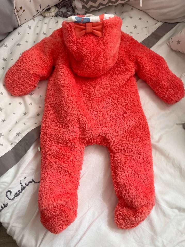 Biorganic Kırmızı Kapüşonlu Kürklü Tulum - Görsel 4