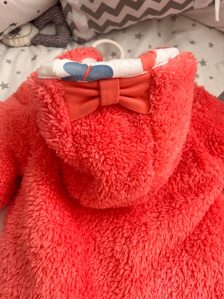 Biorganic Kırmızı Kapüşonlu Kürklü Tulum - Görsel 5