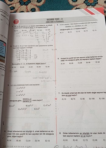 Beden TYT Matematik Soru Bankası Bilgi Sarmal Yayınları 1. Oturum