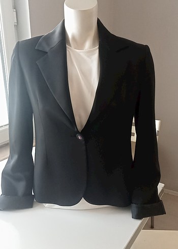 Siyah Kadın Düğmeli Blazer Ceket