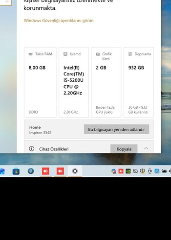 Dell Inspiron 3543 || İ5 5. Nesil İŞLEMCİ | 8 GB RAM | 1TB HDD - Görsel 6