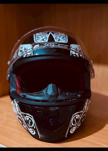 LS2 Siyah Baskılı Motosiklet Kaskı S beden - Görsel 4