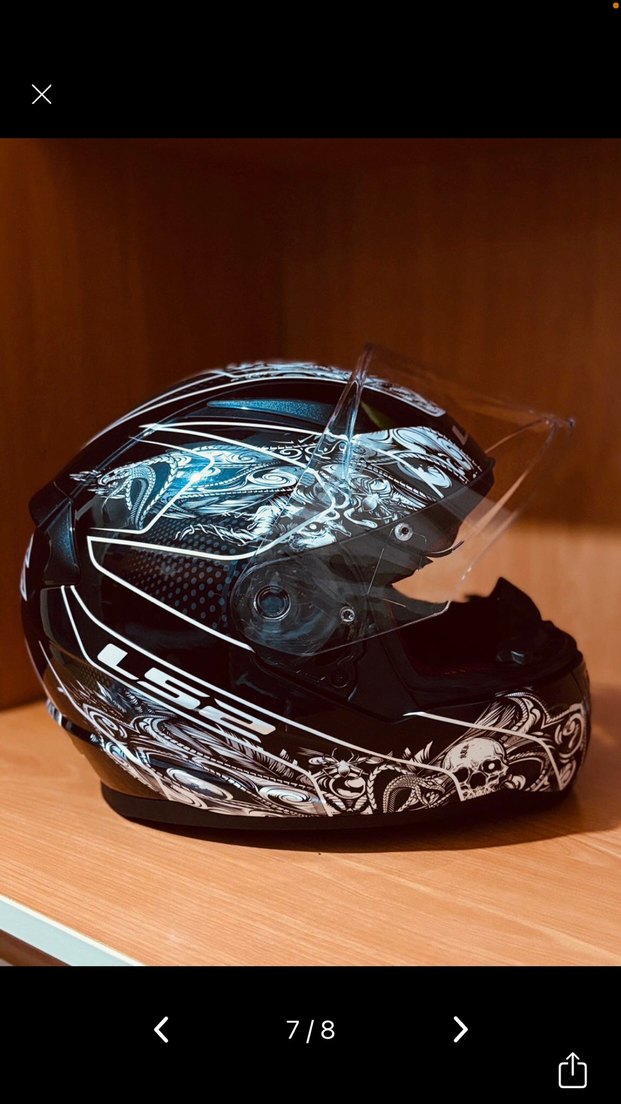 LS2 Siyah Baskılı Motosiklet Kaskı S beden - Görsel 2