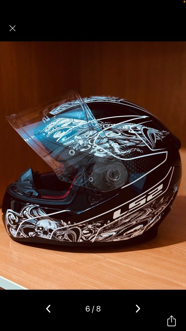 LS2 Siyah Baskılı Motosiklet Kaskı S beden - Görsel 3