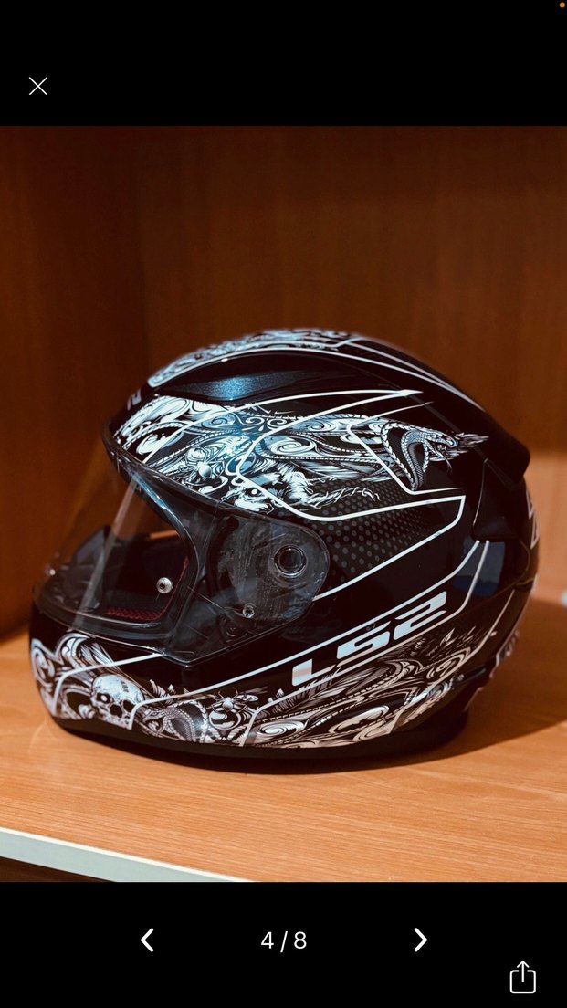 LS2 Siyah Baskılı Motosiklet Kaskı S beden - Görsel 5
