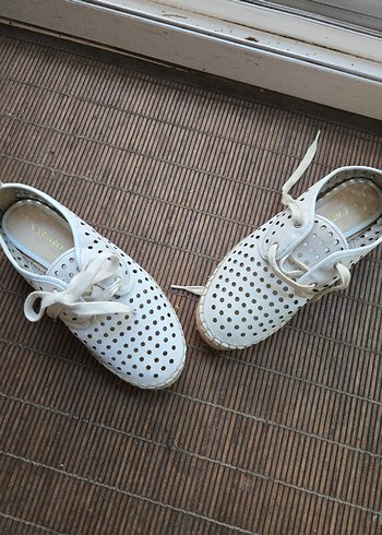 Beyaz Bağcıklı Kadın Espadril Dolgu Topuk - Görsel 7