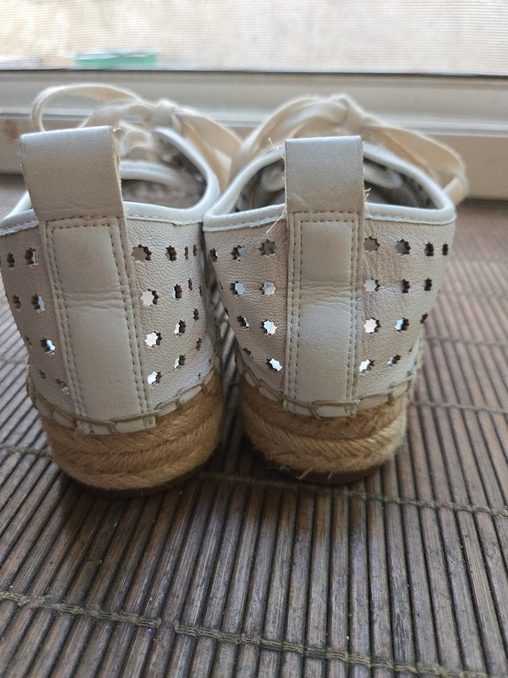 Beyaz Bağcıklı Kadın Espadril Dolgu Topuk - Görsel 3