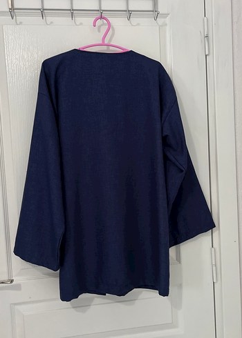 Trendyol & Milla Lacivert Kadın Keten Midi Kimono