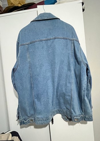 Düğmeli Gri Mavi Kadın Denim Ceket - Görsel 3