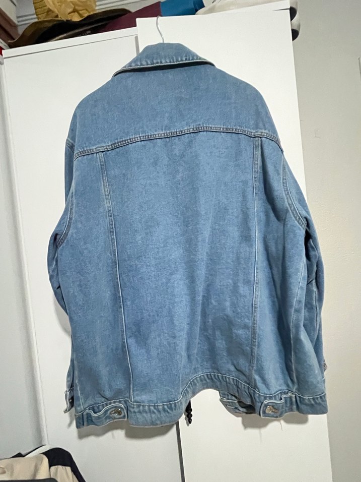 Düğmeli Gri Mavi Kadın Denim Ceket - Görsel 3